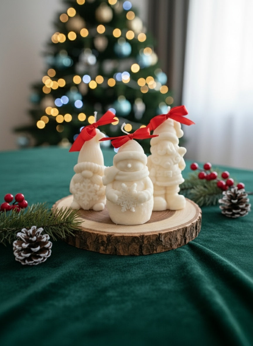 Set van 3 Kaarsen – Natuurlijke Kerstcharme