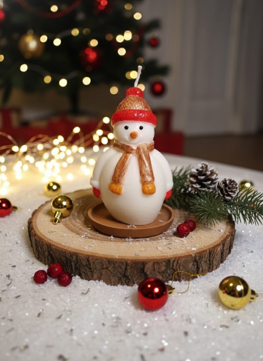 Sojawas Kaars Geschilderde Sneeuwman