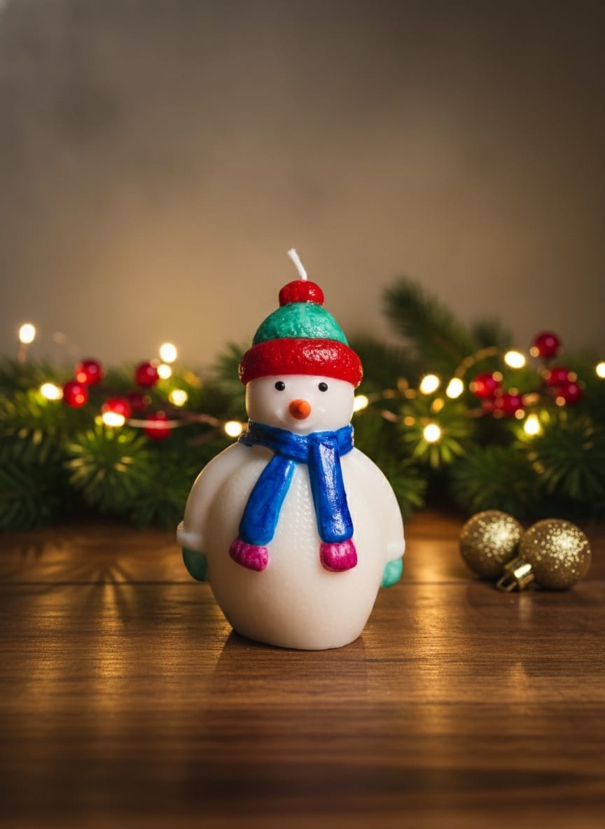 Sojawas Kaars Geschilderde Sneeuwman