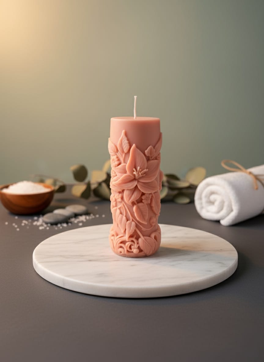 Baksteenkleurige Sojakaars met Bloemmotief