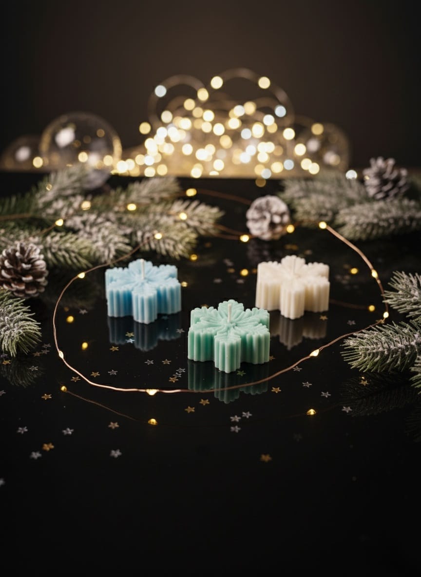 Set van 3 Sneeuwvlok Kaarsen