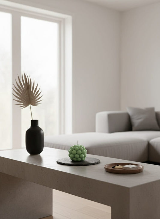 Kleine Groene Bol – Kaars met Trendy Textuur